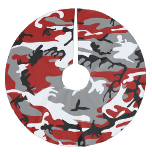 Red and Gray Camouflage, Military, Army Brushed Polyester Tree Skirt