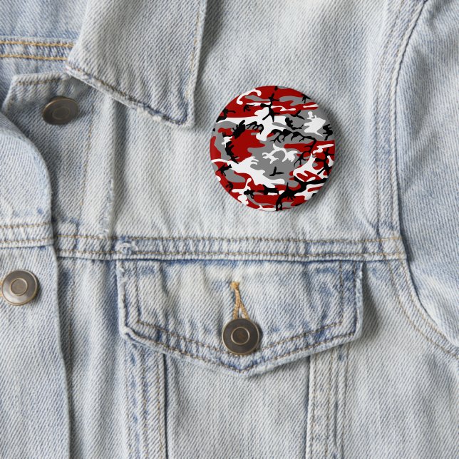 Red and Gray Camouflage, Military, Army Button (In Situ)