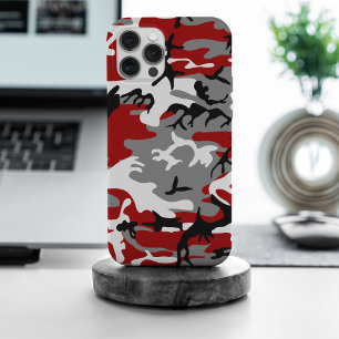 Red and Gray Camouflage, Military, Army iPhone 15 Pro Max Case