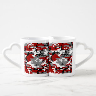 Red and Gray Camouflage, Military, Army Coffee Mug Set