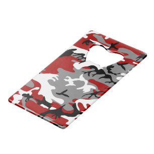 Red and Gray Camouflage, Military, Army Credit Card Bottle Opener