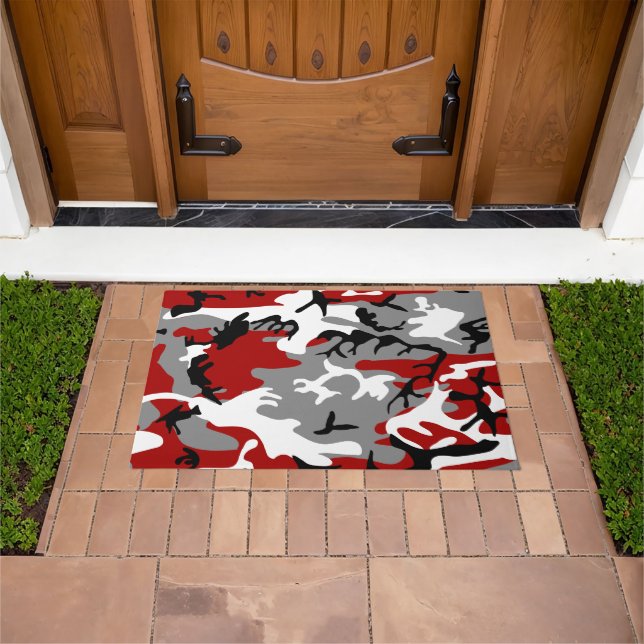 Red and Gray Camouflage, Military, Army Doormat (Outdoor)