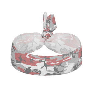 Red and Gray Camouflage, Military, Army Elastic Hair Tie