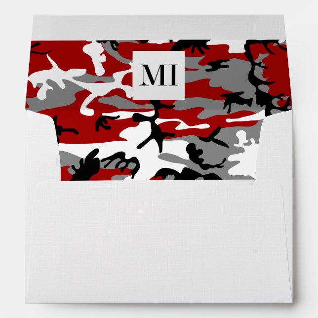 Red and Gray Camouflage, Military, Army Envelope (Back (Bottom))