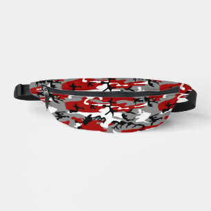 Red and Gray Camouflage, Military, Army Fanny Pack