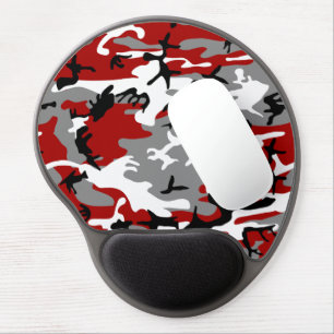 Red and Gray Camouflage, Military, Army Gel Mouse Pad
