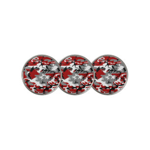 Red and Gray Camouflage, Military, Army Golf Ball Marker
