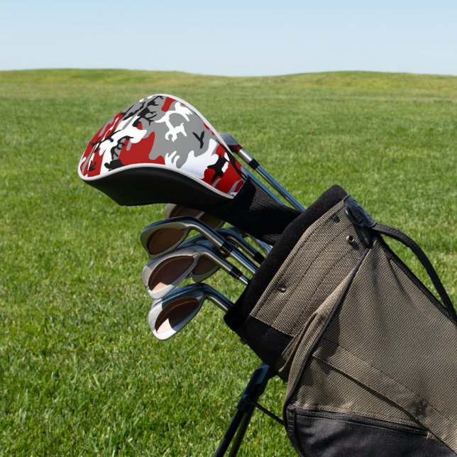Red and Gray Camouflage, Military, Army Golf Head Cover (In Situ)