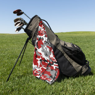 Red and Gray Camouflage, Military, Army Golf Towel