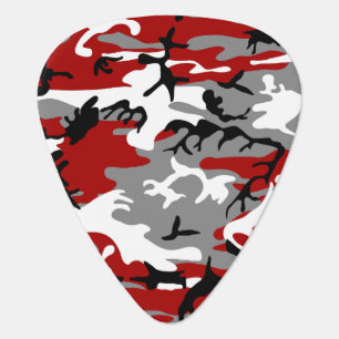 Red and Gray Camouflage, Military, Army Guitar Pick