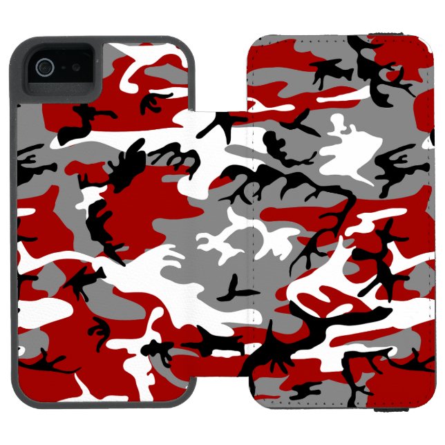 Red and Gray Camouflage, Military, Army Incipio iPhone Wallet Case (Folio Open)