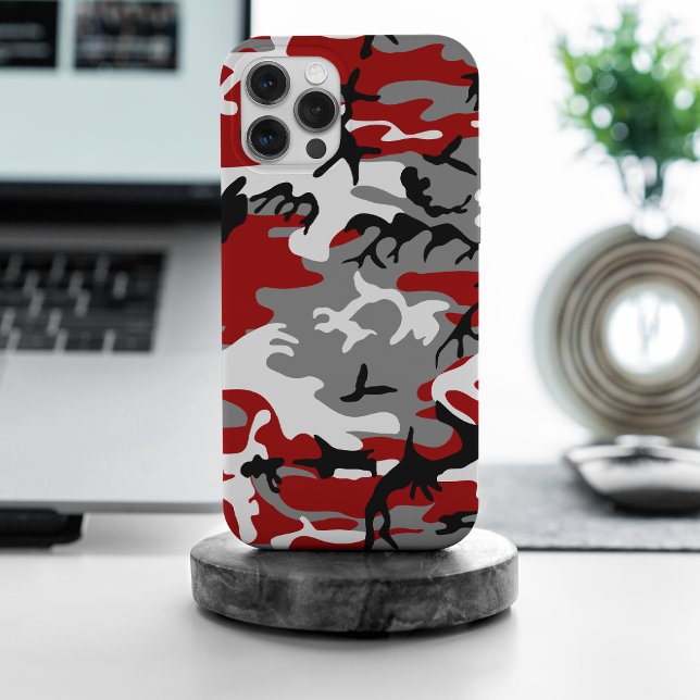 Red and Gray Camouflage, Military, Army iPhone Case (Creator Uploaded)