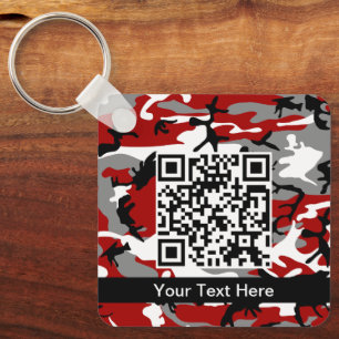 Red and Gray Camouflage, Military, Army Keychain