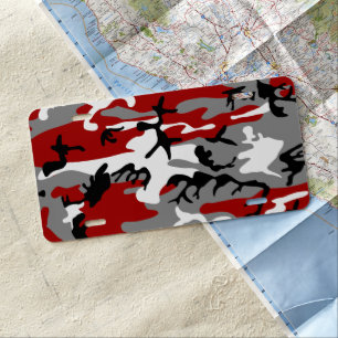 Red and Gray Camouflage, Military, Army License Plate