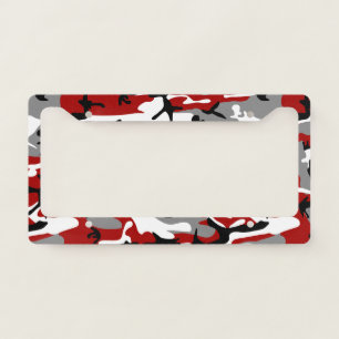 Red and Gray Camouflage, Military, Army License Plate Frame
