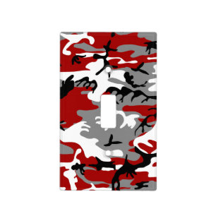 Red and Gray Camouflage, Military, Army Light Switch Cover