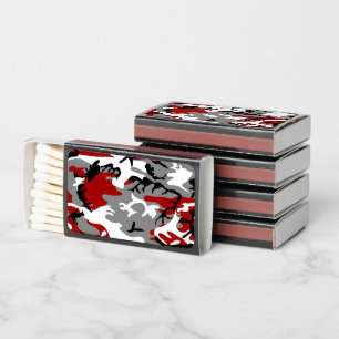 Red and Gray Camouflage, Military, Army Matchboxes