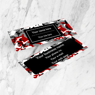 Red and Gray Camouflage, Military, Army Mini Business Card