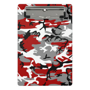 Red and Gray Camouflage, Military, Army Mini Clipboard