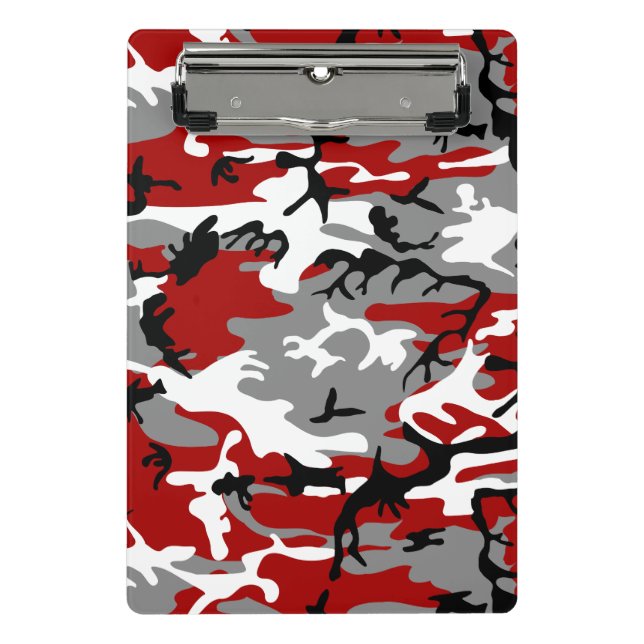 Red and Gray Camouflage, Military, Army Mini Clipboard (Front)