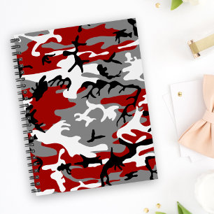 Red and Gray Camouflage, Military, Army Notebook