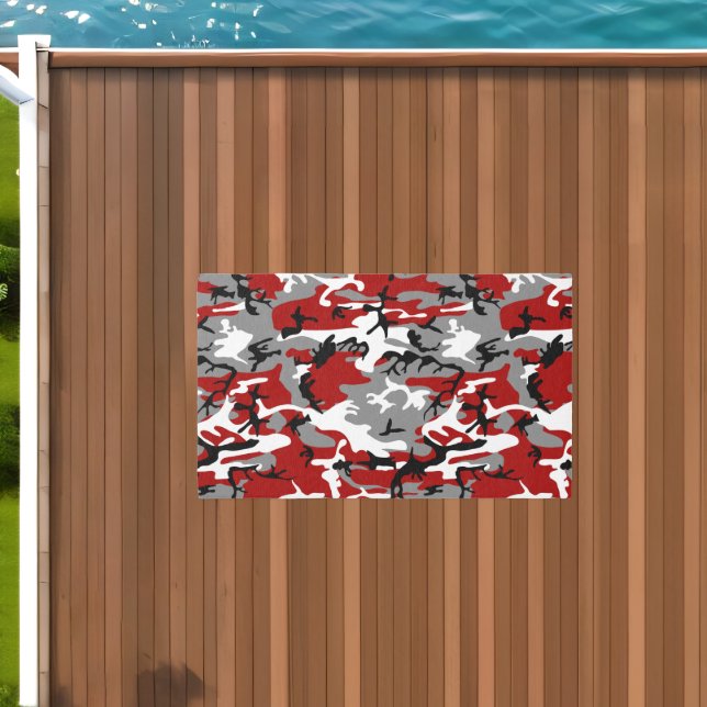 Red and Gray Camouflage, Military, Army Outdoor Rug (Insitu (Outdoor 1))