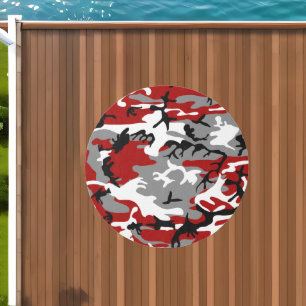 Red and Gray Camouflage, Military, Army Outdoor Rug