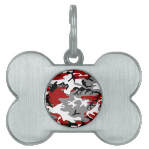 Red and Gray Camouflage, Military, Army Pet ID Tag