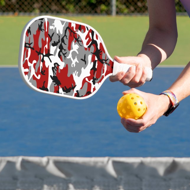 Red and Gray Camouflage, Military, Army Pickleball Paddle (Insitu)