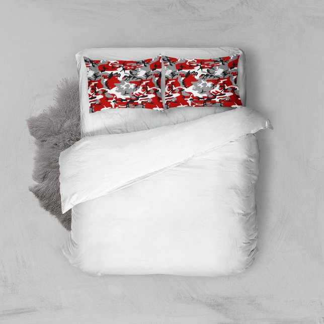 Red and Gray Camouflage, Military, Army Pillow Case (Creator Uploaded)