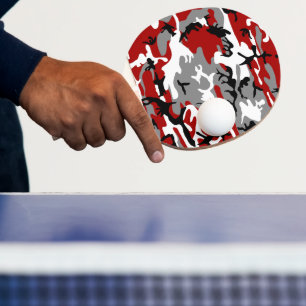 Red and Gray Camouflage, Military, Army Ping Pong Paddle