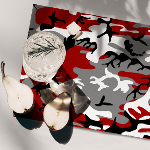Red and Gray Camouflage, Military, Army Placemat