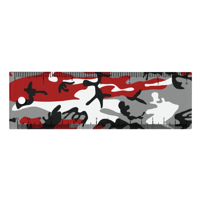 Red and Gray Camouflage, Military, Army Ruler (Front)