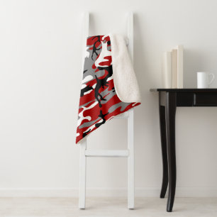 Red and Gray Camouflage, Military, Army Sherpa Blanket