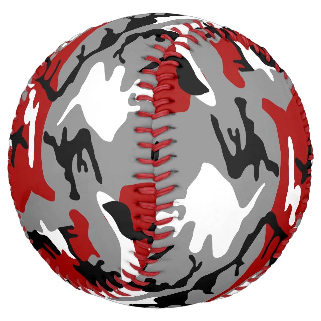 Red and Gray Camouflage, Military, Army Softball (Angled)