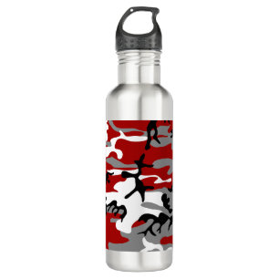 Red and Gray Camouflage, Military, Army Stainless Steel Water Bottle