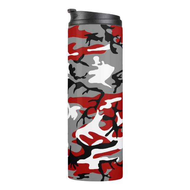 Red and Gray Camouflage, Military, Army Thermal Tumbler (Rotated Right)