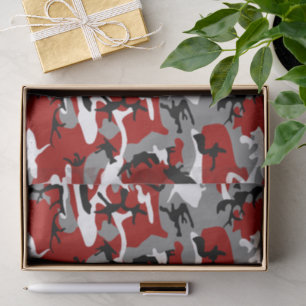 Red and Gray Camouflage, Military, Army Tissue Paper