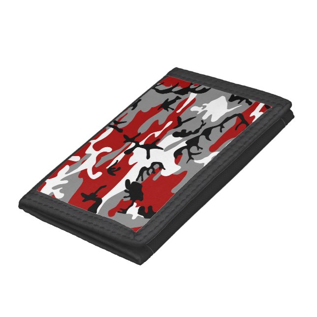 Red and Gray Camouflage, Military, Army Trifold Wallet (Bottom)