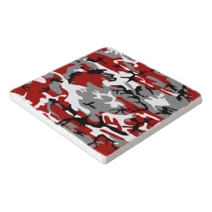 Red and Gray Camouflage, Military, Army Trivet