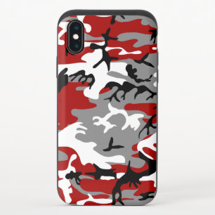 Red and Gray Camouflage, Military, Army iPhone XS Slider Case