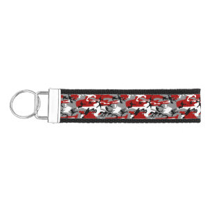 Red and Gray Camouflage, Military, Army Wrist Keychain