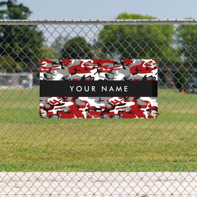 Red and Gray Camouflage Your name Personalize Banner (Insitu)