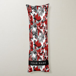 Red and Gray Camouflage Your name Personalize Body Pillow