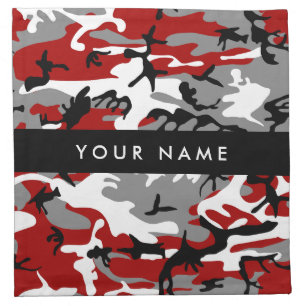 Red and Gray Camouflage Your name Personalize Cloth Napkin