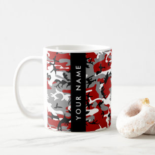 Red and Gray Camouflage Your name Personalize Coffee Mug