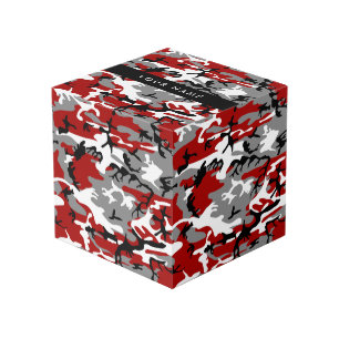 Red and Gray Camouflage Your name Personalize Cube