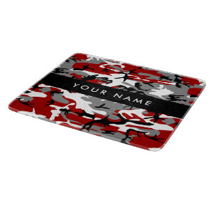 Red and Gray Camouflage Your name Personalize Cutting Board