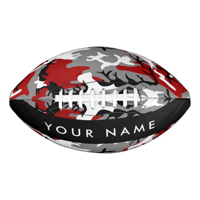 Red and Gray Camouflage Your name Personalize Football (Front)