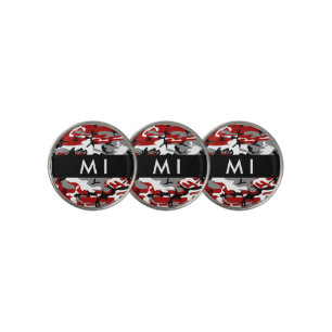 Red and Gray Camouflage Your name Personalize Golf Ball Marker